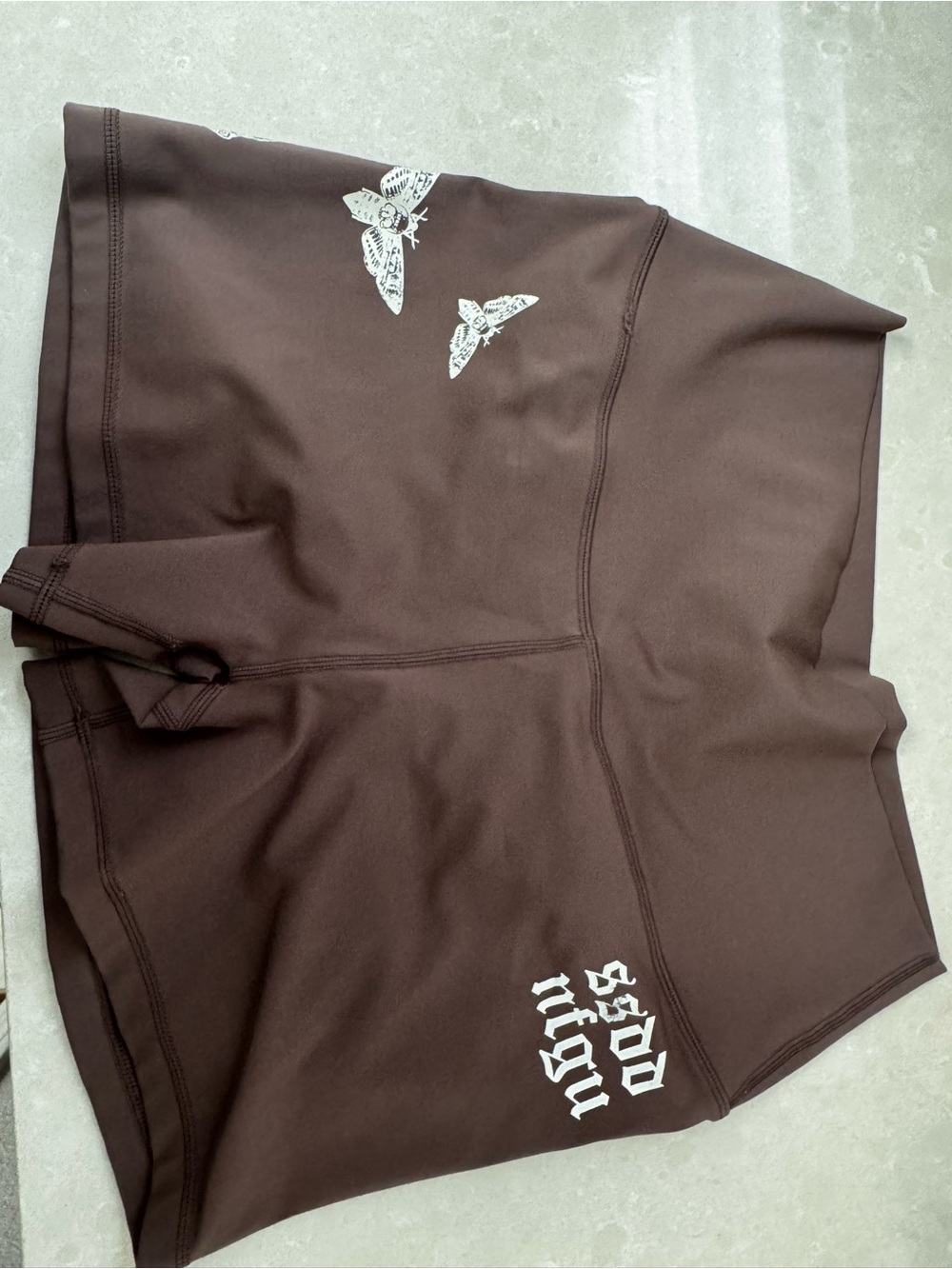 She Darc Sport Brown Athletic Shorts with White Graphics